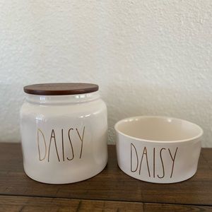 Rae Dunn dog bowl and treats jar
